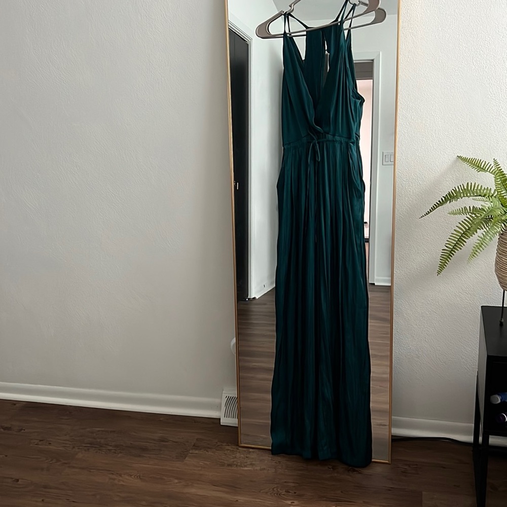 Satin green jumpsuit